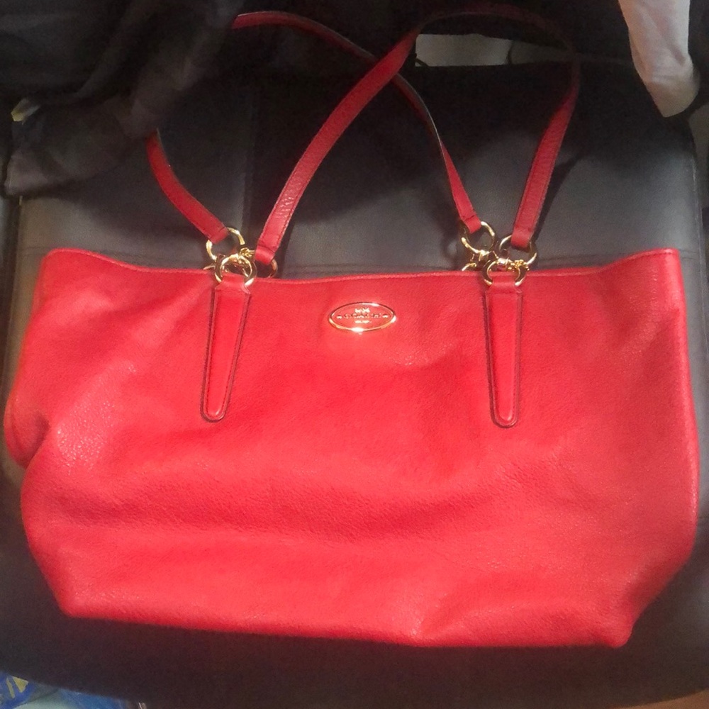 Red coach tote